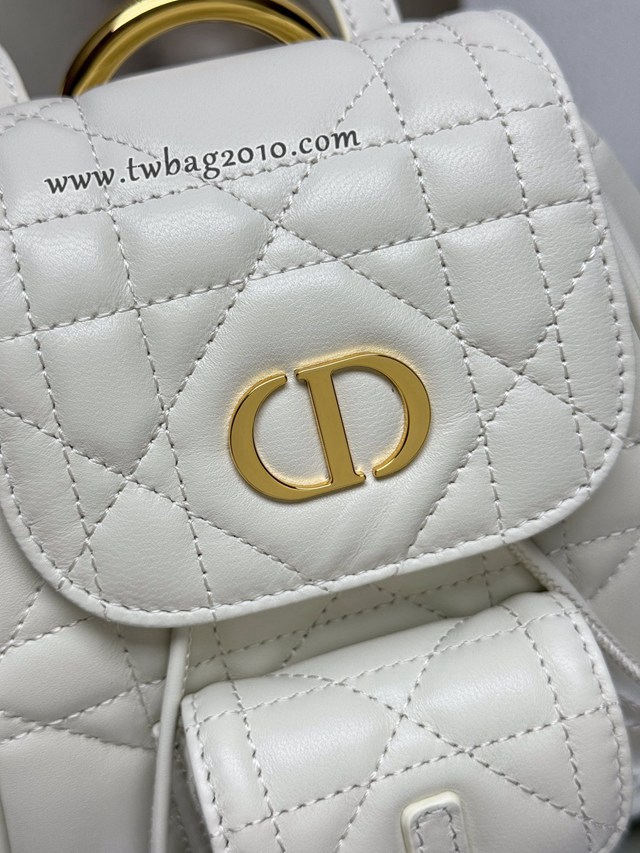 Dior专柜新款迪奥顶级原单Caro双肩背包白色羊皮革超大藤格 djfk1069